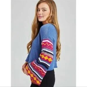 Altar’d State cropped sweater with crochet sleeves
